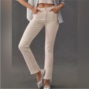 MOTHER Jeans The Insider Crop Step Fray Chalk It Up Ankle Cream Ivory